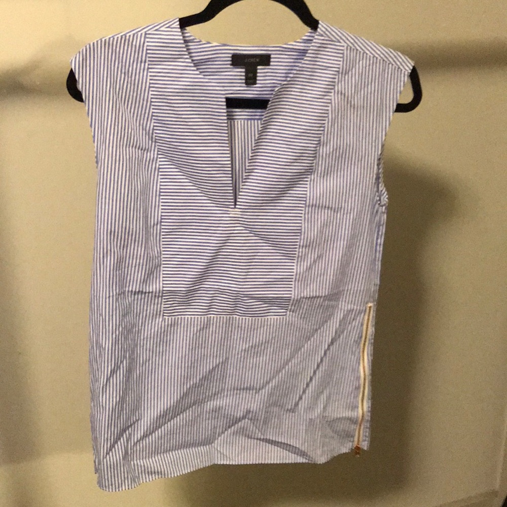 J. Crew Sleeveless Striped Blouse Rose Gold Zipper